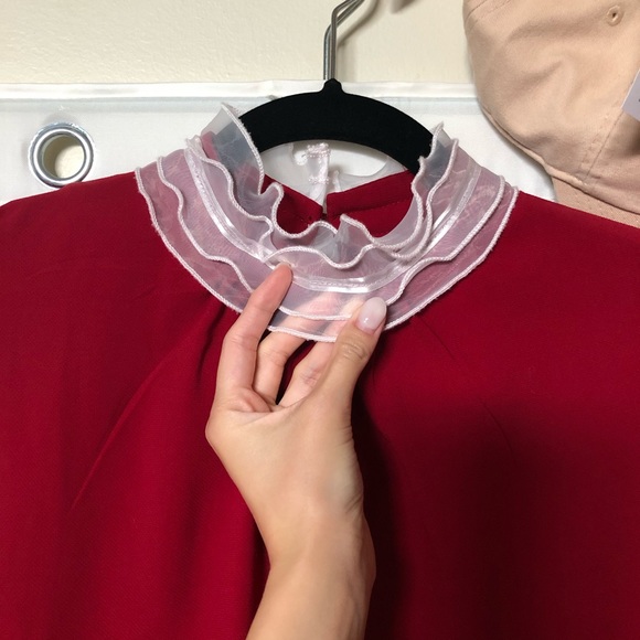 Burgundy red office blouse - Picture 2 of 3